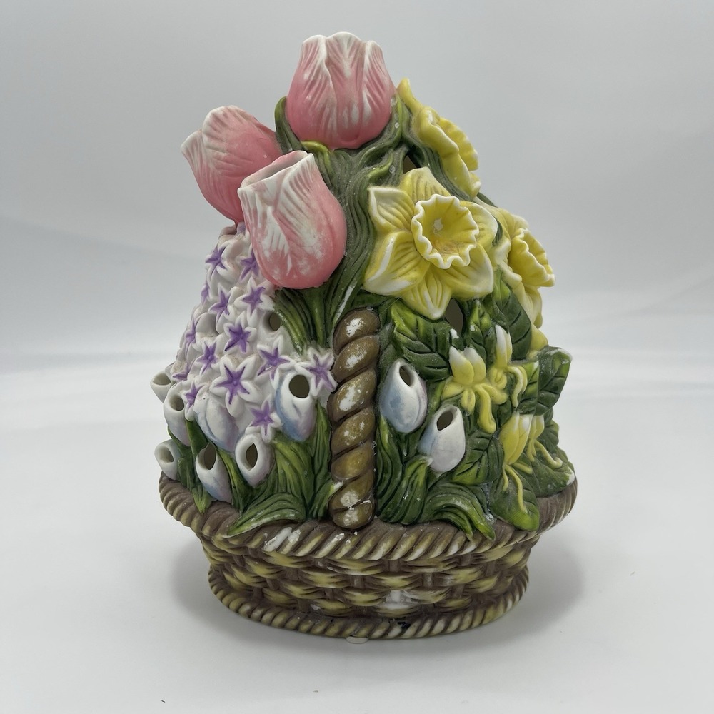 PartyLite Spring Flower Basket Tea‎ Light Votive Candle Holder Easter VIDEO